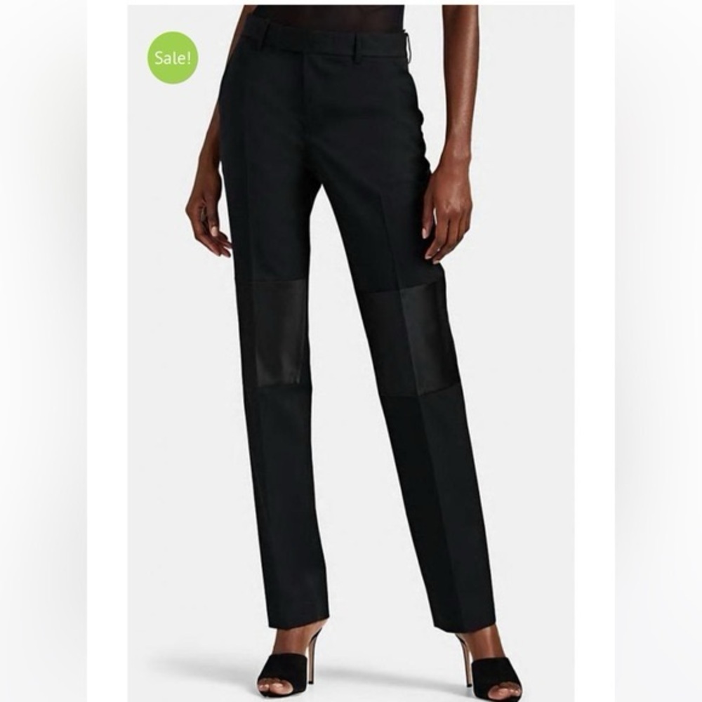Helmut Lang Satin Knee Tuxedo Pants Military Wool Black 4